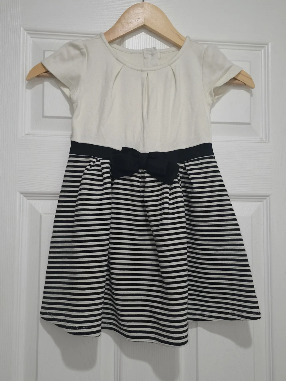 Gymboree Cream & Black Striped Bow-Accent Dress, 4T